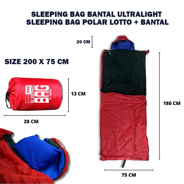 Sleeping Bag Camping Ultralight Kantong Tidur Ada Bantal Ringkas