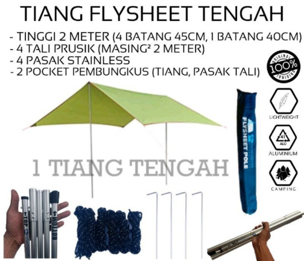 Tiang flysheet bendera camping alumunium alloy set - 1 tihang 200cm