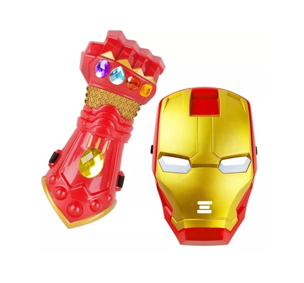 Mainan Anak Laki Laki Superhero Ironman Tangan Thanos Dan Topeng LED