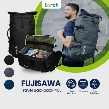 TORCH Fujisawa Tas Ransel Travelling Mudik Punggung Kerja Travel Laptop 15 Inchi Inch Pria Wanita Unisex Tahan Air