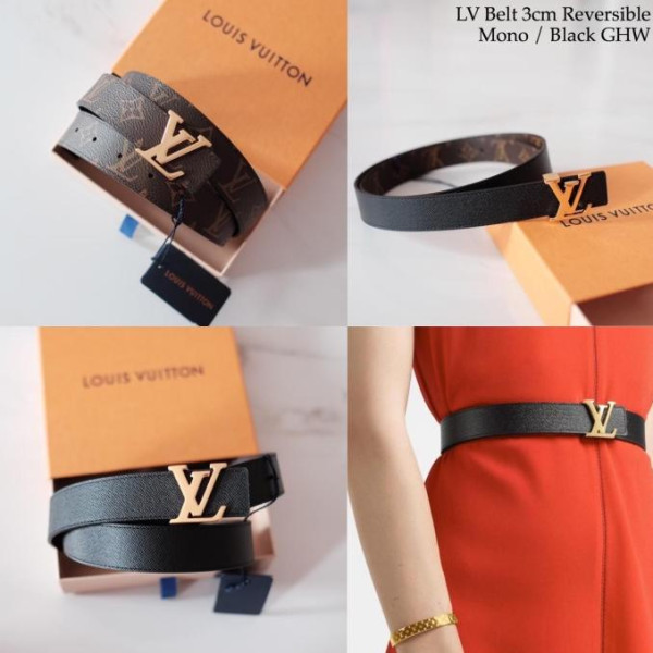 Louis Vuitton LV Belt Women Initial 3cm Reversible Monogram - Black
