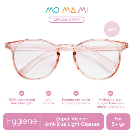 Momami Kids Zuper Vision+ Anti-Blue Light Glasses Pink - Kacamata