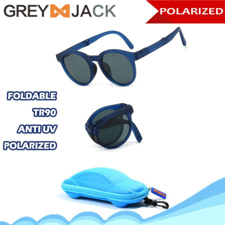 Grey Jack Kacamata Anak Sunglasses Hitam Anti Uv Lipat Bulat Tr90 078 - NAVY