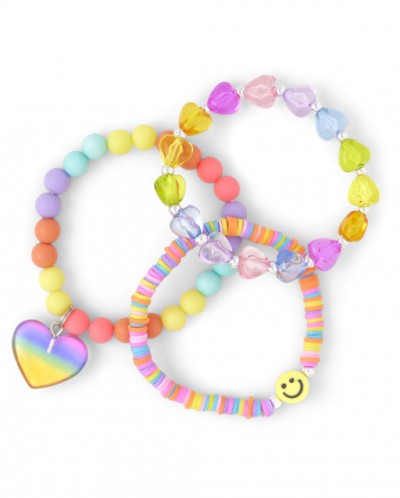 Girls Happy Beaded Bracelet 3pk - Gelang Anak Perempuan (Multi)
