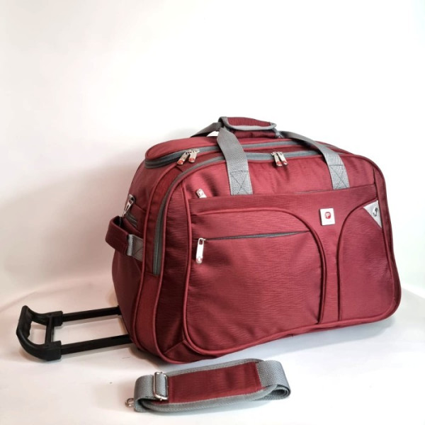 Tas Pakaian Troli jumbo / Tas pakaian Dorong roda 2 / Travel Bag - Merah #