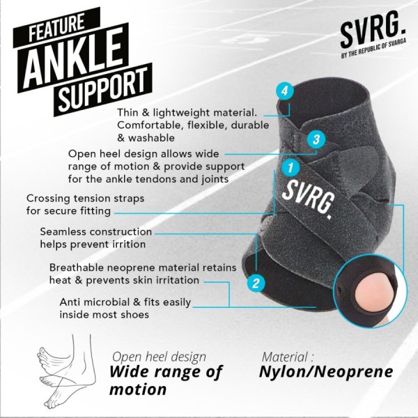Svarga Adjustable Ankle Support - Ankle Brace - Dekker Pelindung Tumit - Kneesleeve