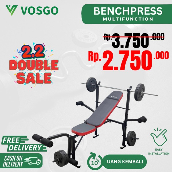 Alat Fitness Home Gym Bench Press Multifungsi Vosgo