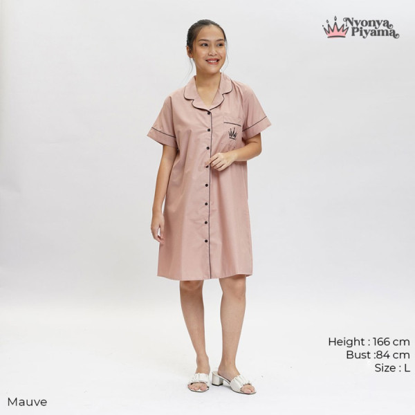 Nyonya Piyama Katun Dress - Polos ClasSign 02 - Mauve, L