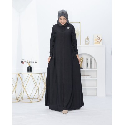 Maryam Dress Gamis Wanita Fit XL - XXL Crinkle Premium - Hitam, Crinkle Premium