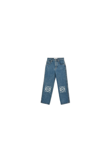 Anagram Cropped Jeans Mid Blue Denim