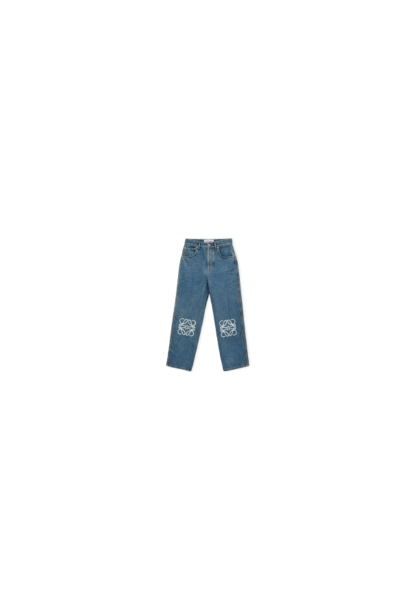 Anagram Cropped Jeans Mid Blue Denim