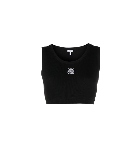 Anagram Ribbed Cropped Tank Top Black