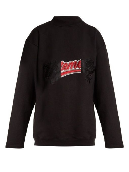 Embroidery Jersey Sweatshirt Black