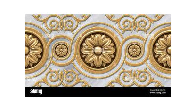 Keramik Tiles Titanium 3D Flower Gold Mirror / Brushed Decor Dinding Artistic Wallart 3D