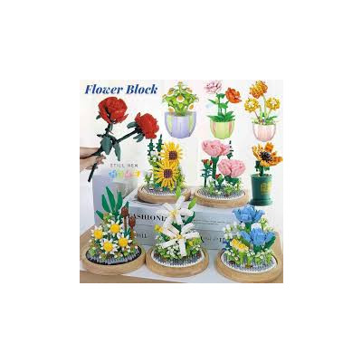 DIY Blok Flowers Mainan Balok Bangunan Buket Bunga Immortal Kotak Tampilan Untuk Dekorasi